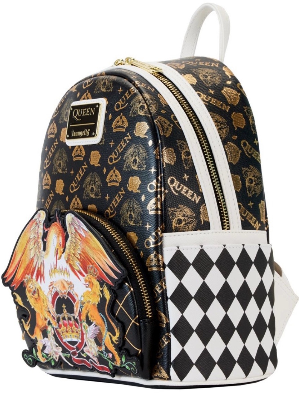 NWOT Queen by Loungefly- Black & Gold 'Queen' Crest Mini Backpack! - Picture 2 of 4